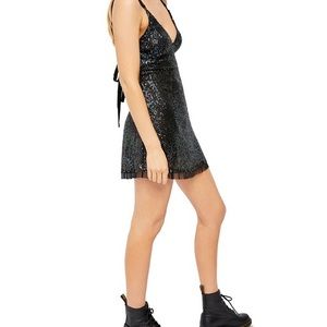 Free People Gold Rush Black Sequin Mini Dress